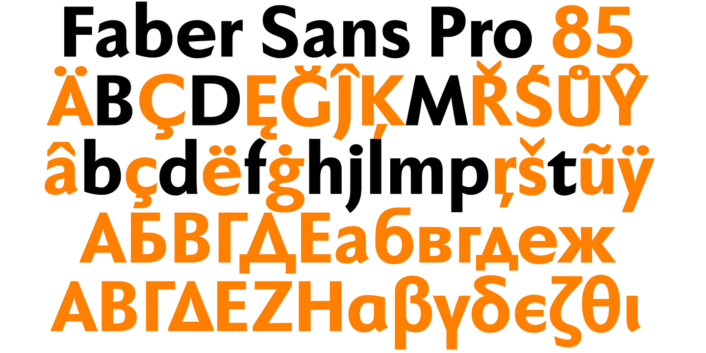 Beispiel einer Faber Sans Pro Halbfett-Schriftart